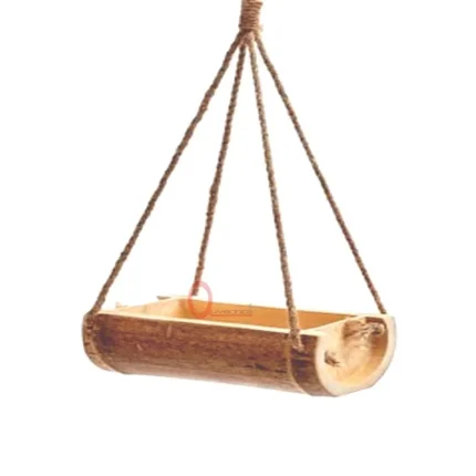 Bamboo Open Bird Feeder Food And Water