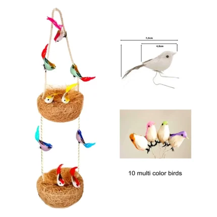 Coir Hanging 2 Tier Nest With Birds