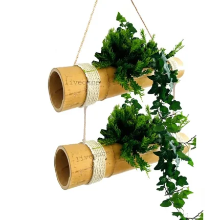 Two Tier Bamboo Hanging Planters